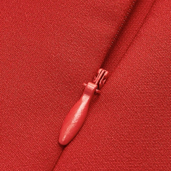 Commense Elegant Scarlet Long Sleeve Dress - Picture 4 of 4